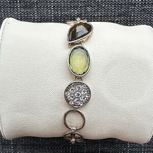 Lia Sophia Silver Bracelet with Green and Black Accents
